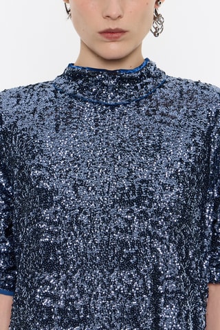 Abito lungo in paillettes - Cobalto