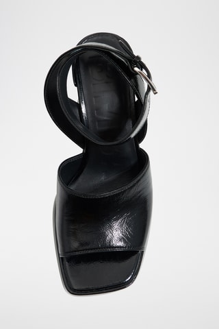 Sandali con tacco in pelle - Nero