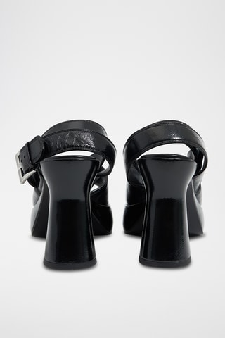 Sandali con tacco in pelle - Nero