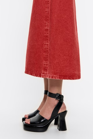 Sandali con tacco in pelle - Nero