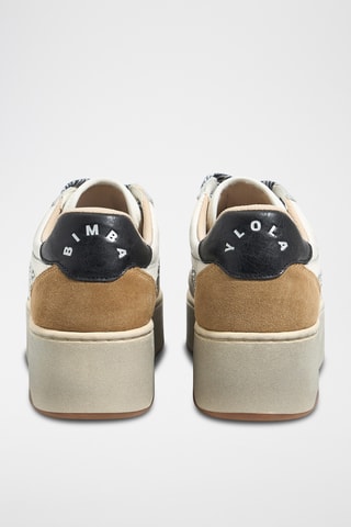 Sneakers platform in pelle - Bianco e beige