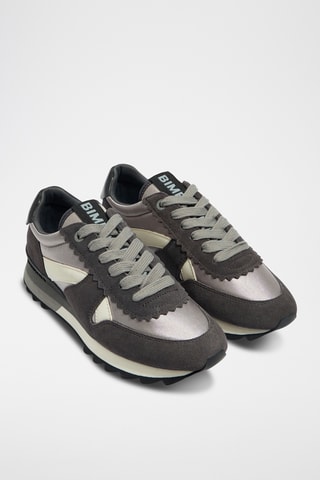 Sneakers in pelle scamosciata - Argentato