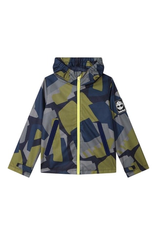 Windjack met Capuchon Marineblauw en Groen