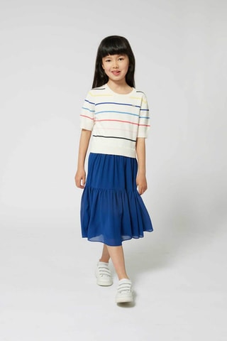 Jurk Trompe l'œil - Wit en Koningsblauw - Sonia Rykiel