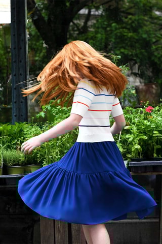 Jurk Trompe l'œil - Wit en Koningsblauw - Sonia Rykiel