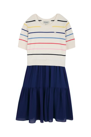 Jurk Trompe l'œil - Wit en Koningsblauw - Sonia Rykiel