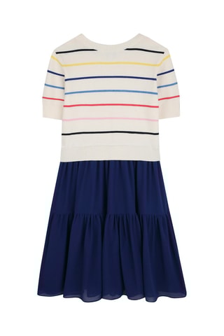 Jurk Trompe l'œil - Wit en Koningsblauw - Sonia Rykiel