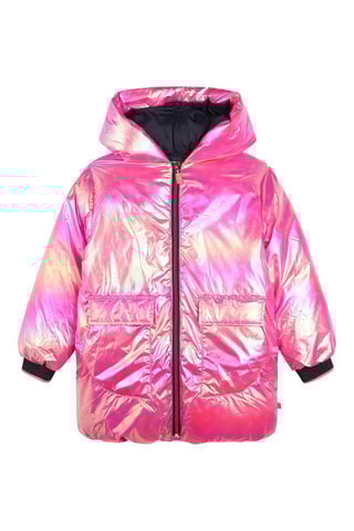 Gewatteerde Lange Jas met Capuchon - Fuchsia