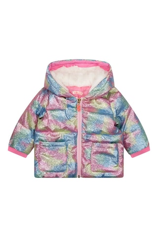 Licht Gewatteerde Jas met Capuchon Roze en Groen - Billieblush