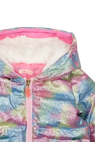 Licht Gewatteerde Jas met Capuchon Roze en Groen - Billieblush