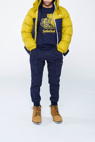 Gewatteerde Jas met Capuchon Geel