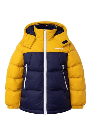 Gewatteerde Jas met Capuchon Geel