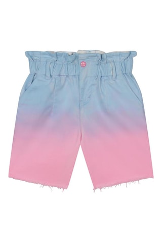 Spijkerbermuda met Dip and Dye Hemelsblauw en Roze - Billieblush