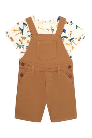 T-shirt en Tuinshort - Bruin en wit