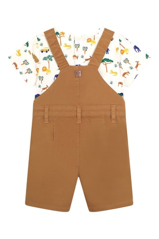 T-shirt en Tuinshort - Bruin en wit