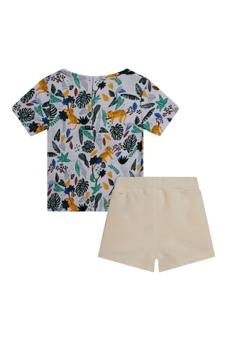 Biologisch Katoenen T-shirt en Short Wit en Beige - Carrément Beau