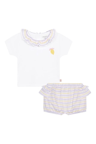 Biologisch Katoenen T-shirt en Short Wit en Paars – Carrément Beau