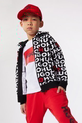 Sweater met Capuchon - Zwart en Rood - Boss