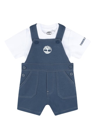 Biologisch Katoenen Tuinbroek en T-shirt - Blauw en Wit - Timberland