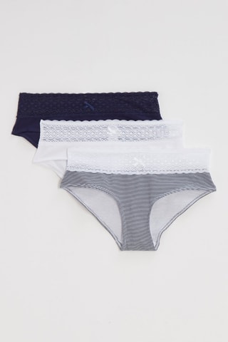 3 culotte Les Cotons Bio - Nero ed ecrù  - Variance