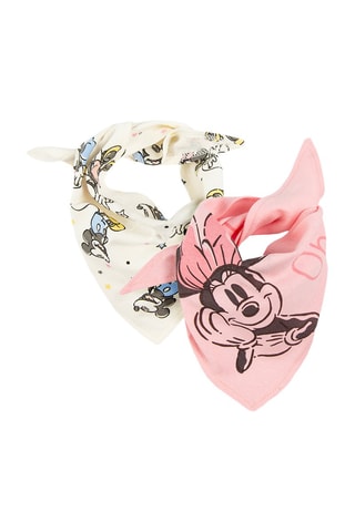 2 foulards Minnie et Mickey Disney Ecru et rose