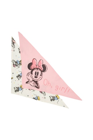 2 foulards Minnie et Mickey Disney Ecru et rose