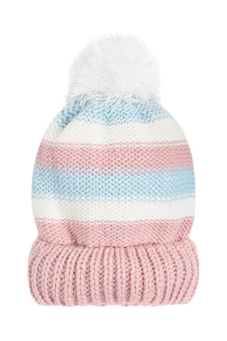 Bonnet à pompon Rose et bleu clair