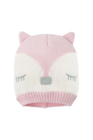 Bonnet à oreilles - Rose et blanc