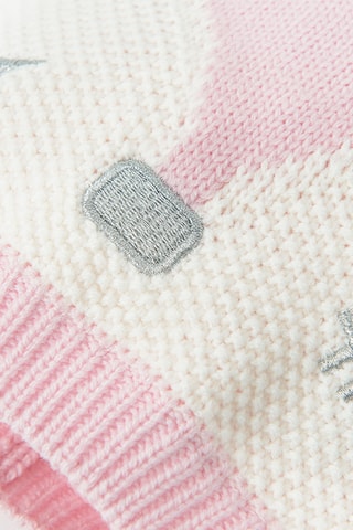 Bonnet à oreilles - Rose et blanc