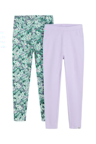 2 treggings - Vert et mauve