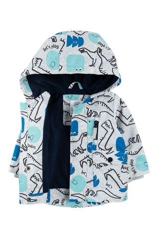 Veste à capuche - Gris clair chiné et turquoise