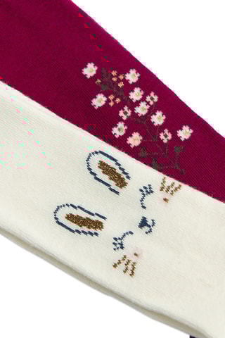 3 collants - Bleu marine, blanc et fuchsia