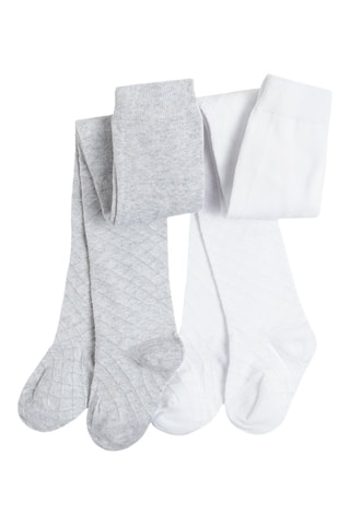 2 collants - Gris clair et blanc