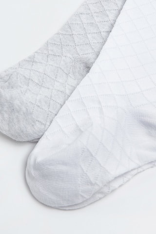 2 collants - Gris clair et blanc