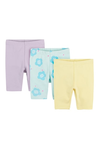 3 leggings Mauve, vert d’eau et jaune