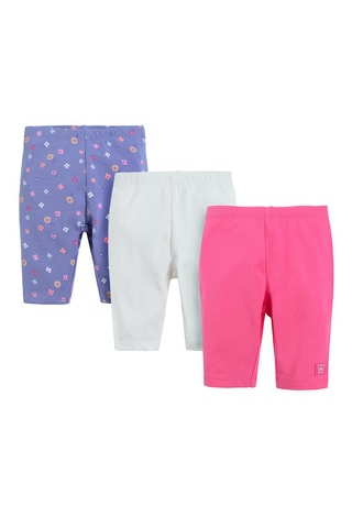 3 leggings - Indigo, blanc et fuchsia