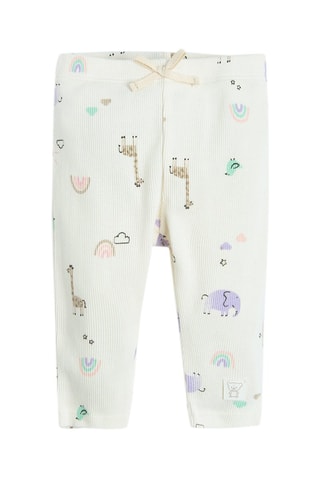 2 leggings en coton biologique - Blanc et vert