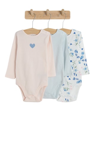 3 bodys - Saumon, ciel et blanc