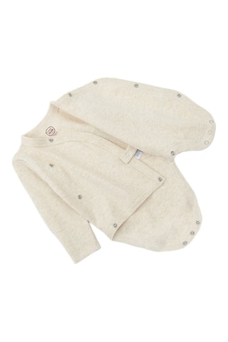 2 bodys en coton biologique - Beige chiné et blanc