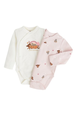 2 bodys Bambi et Panpan Bambi Disney - Rose et blanc
