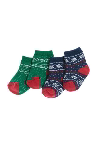 2 paires de chaussettes - Vert et bleu marine