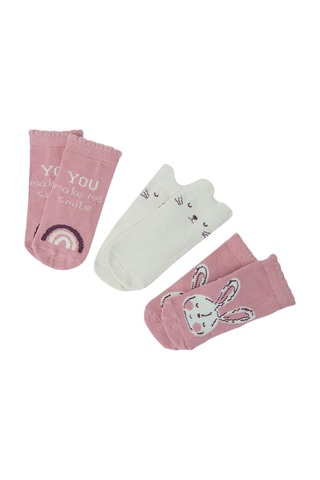 3 paires de chaussettes - Rose poudré et écru