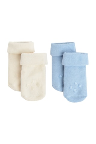 2 paires de chaussettes antidérapantes - Ecru et ciel