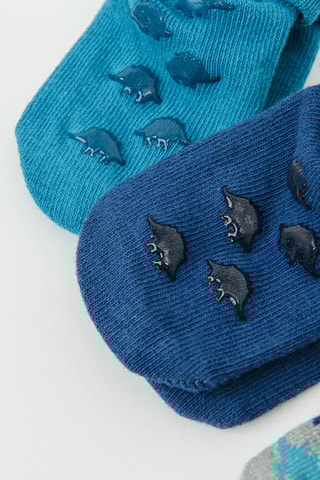 5 paires de chaussettes antidérapantes - Bleu marine et jaune