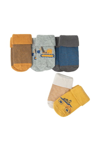 5 paires de chaussettes antidérapantes - Moutarde, gris et écru