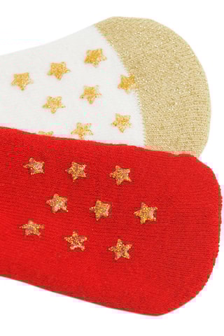 2 paires de chaussettes antidérapantes - Ecru et rouge