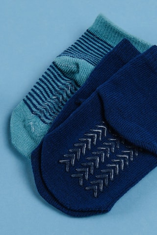 3 paires de chaussettes antidérapantes - Gris chiné et bleu marine