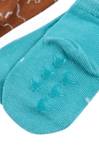3 paires de chaussettes antidérapantes Turquoise et marron