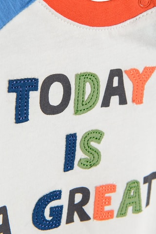 T-shirt - Ecru et bleu clair chiné