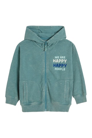 Sweat à capuche en velours - Turquoise chiné